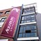Maroon Augsburg banner in front of Hagfors